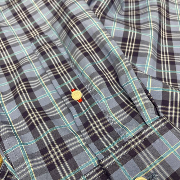 Men's TOMMY HILFIGER Slim Fit Blue Plaid Button-down Dress Shirt-‎ Size L - Picture 10 of 10